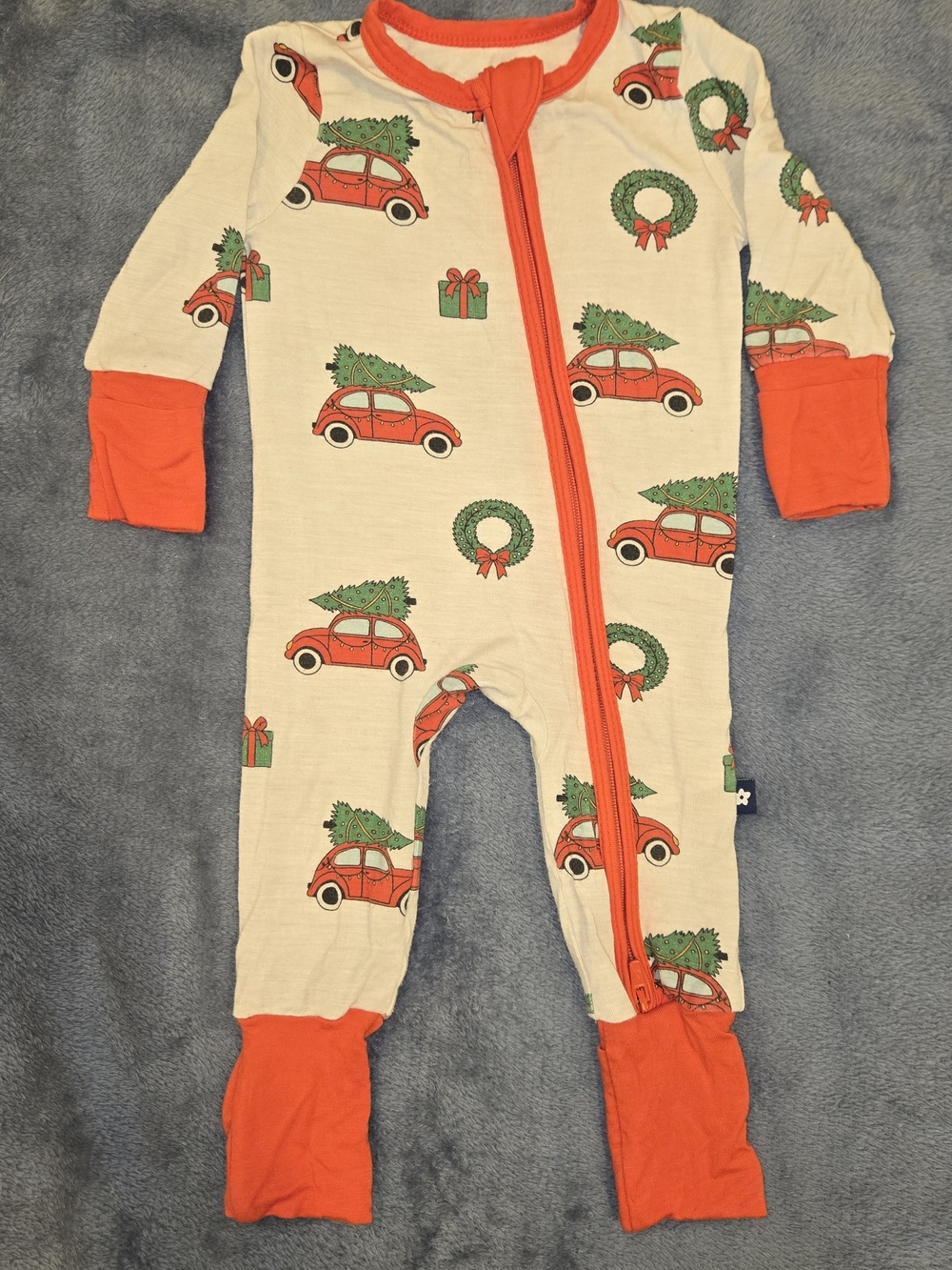 Red Car Holiday Print Kids One-Piece